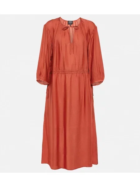 Rochie midi A.p.c. din jerseu plisată până la genunchi portocaliu