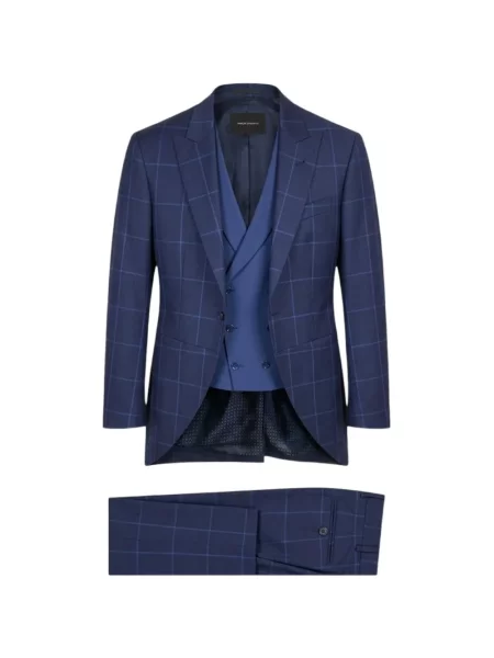 Costum Ramon Sanjurjo în carouri albastru