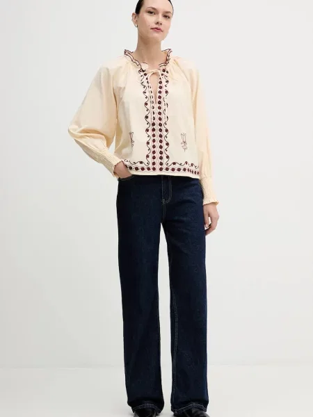 Блузка Hoss Intropia з аплікацією бежевий