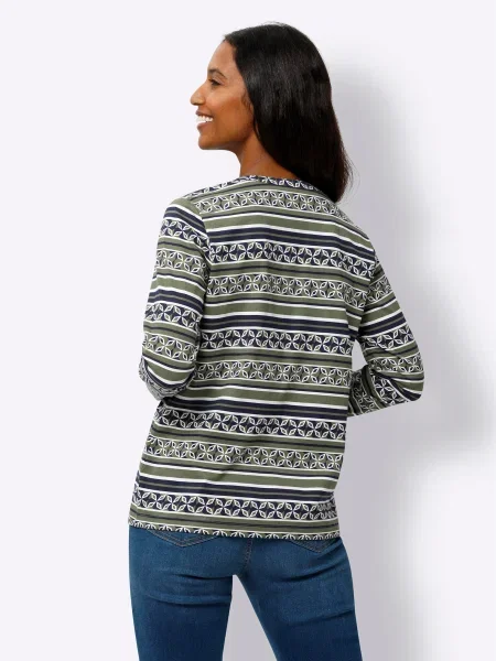 Heine Tricou albastru marin / verde mentă alb