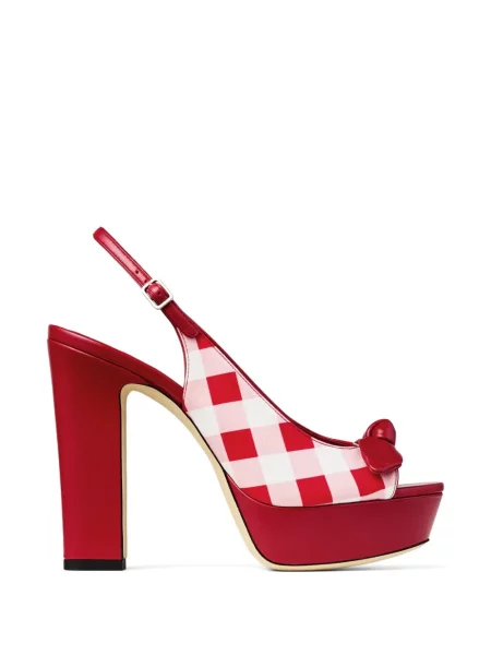 Sandale Jimmy Choo cu funde în carouri roșu