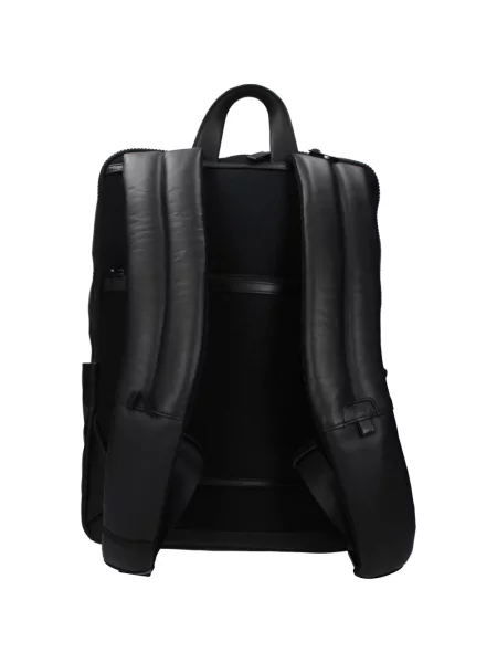 Rucsac Piquadro din piele cu autograf negru
