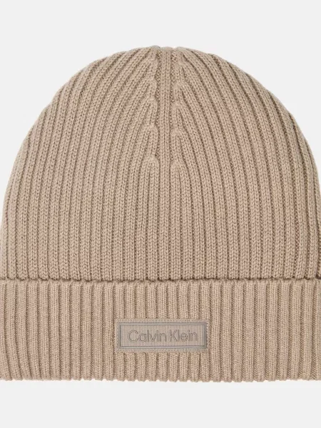 Czapka z dzianiny z dodatkiem kaszmiru i naszywką z logo Ck Calvin Klein szara