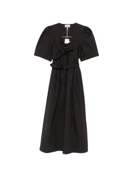 Rochie midi Ganni din satin negru