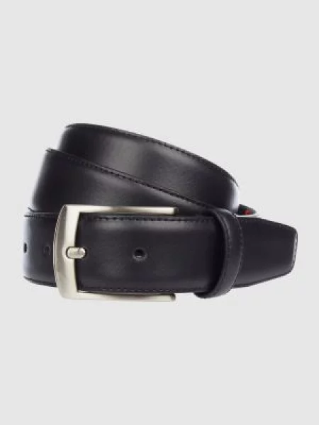 Skórzany ze sprzączką Pierre Cardin czarny