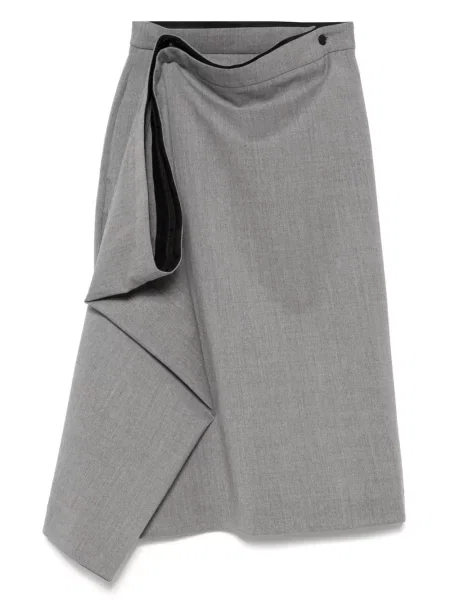 Fustă midi Alainpaul de lână până la genunchi gri