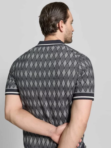 Koszulka polo o kroju regular fit we wzór na całej powierzchni Jack & Jones Premium granatowe