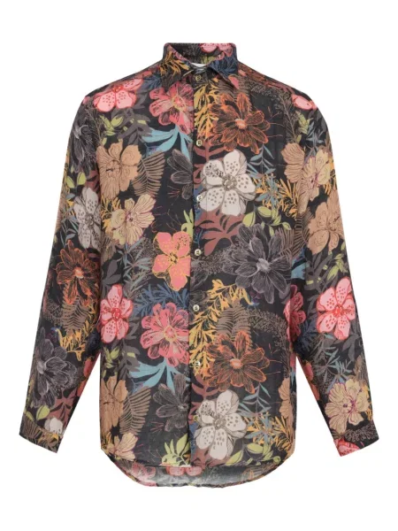 Cămașă Amir Slama cu model floral cu imagine negru