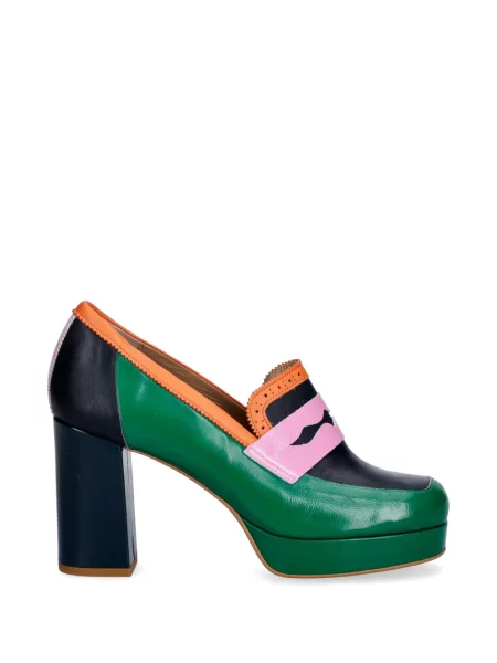Pantofi cu toc Fly London din piele cu platformă verde