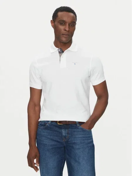 Клетчатое поло Barbour белое