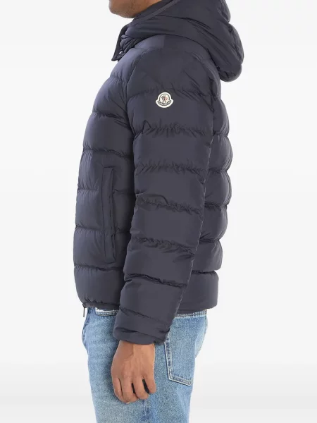 Geacă cu puf Moncler cu glugă albastru