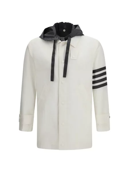 Palton Thom Browne cu dungi cu glugă