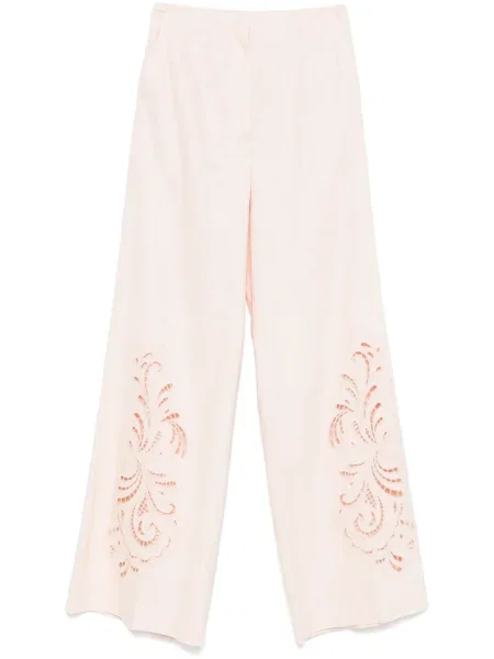 Pantaloni Twinset cu broderie cu model floral roz