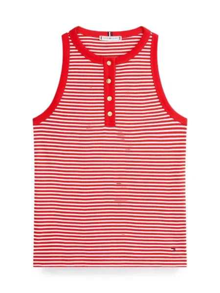 Top Tommy Hilfiger cu guler henley roșu