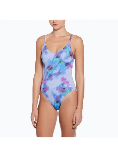 Nike Floral Blur V-Neck femei costum de baie dintr-o singură piesă hortensii