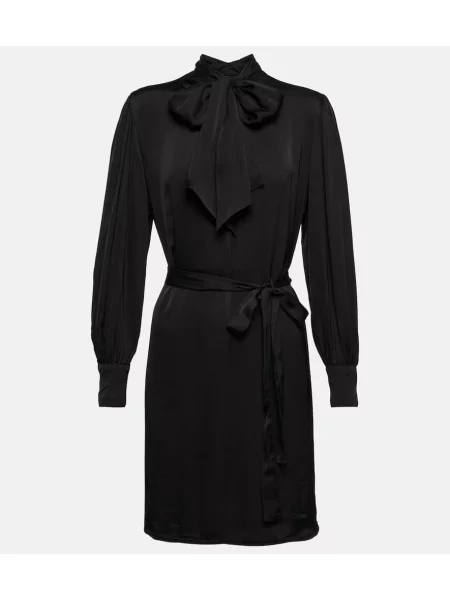 Satynowa mała sukienka koszulowa Velvet garniturowa czarna