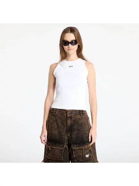 Haftowana podkoszulka Off-white prążkowana biała