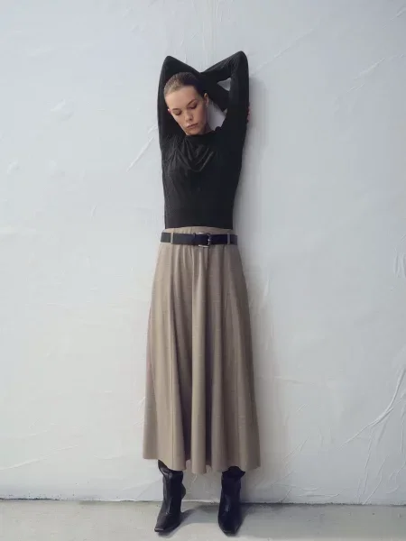 Спідниця максі MANGO світло-сірий поліестер/віскоза сіра