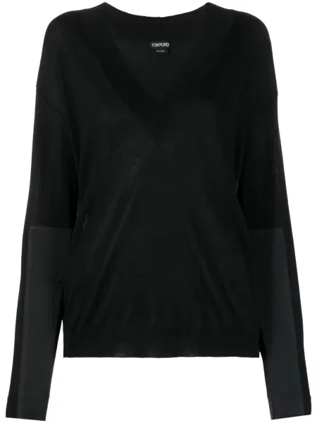 Pulover Tom Ford tricotate cu decolteu în V negru