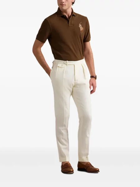 Slip de baie Polo Ralph Lauren cu broderie din piele de căprioară în carouri albastru