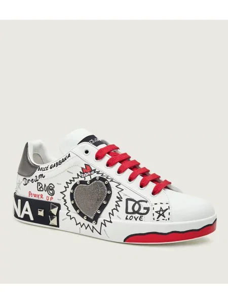 Dolce & Gabbana Teniși din piele Portofino alb