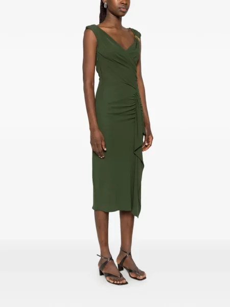 Rochie midi Max Mara cu volane drapată verde