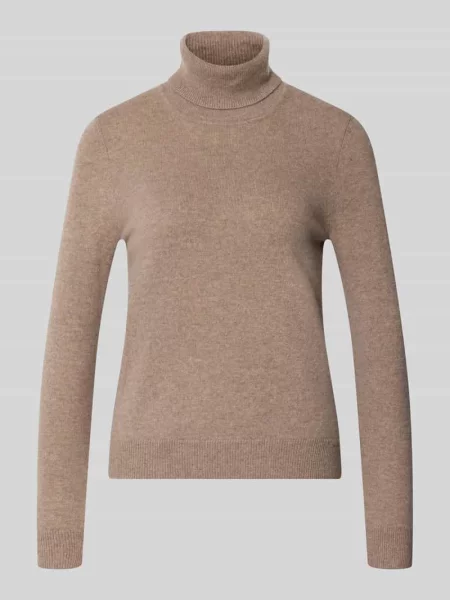 Sweter z golfem o kroju regular fit z czystego kaszmiru Christian Berg Woman brązowy