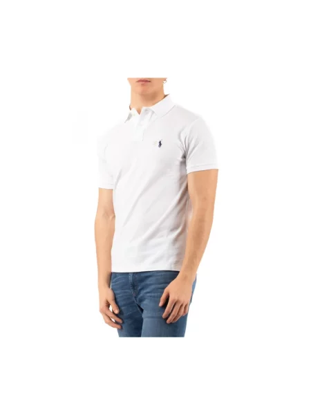Długa koszulka Polo Ralph Lauren z siateczką z długim rękawem biała