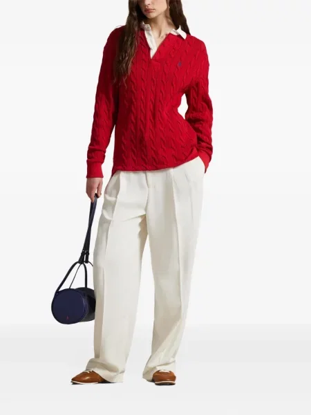 Căciulă Polo Ralph Lauren cu broderie cu dungi cowboy roșu