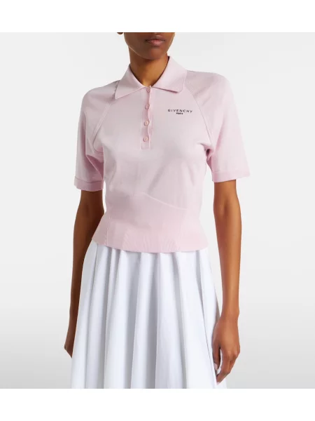 Tricou polo Givenchy de mătase roz