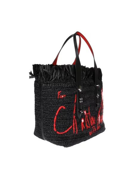 Haftowana torebka skórzana Christian Louboutin skórzana czarna