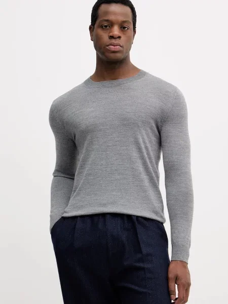 Вълнен пуловер Sisley мъжки зелено от лека материя сиво