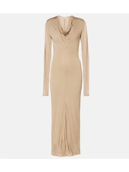 Rochie midi Toteme din jerseu drapată până la genunchi bej