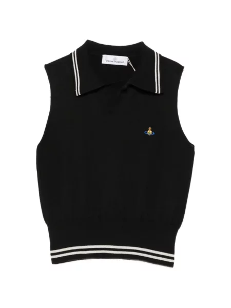 Top Vivienne Westwood s výšivkou černý