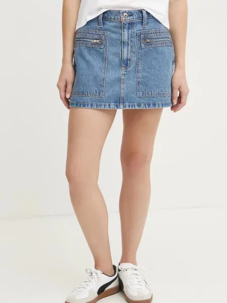 Džínová sukně Abercrombie & Fitch mini modrá