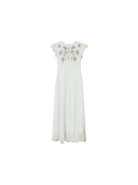Sukienka midi Twinset z falbankami biała