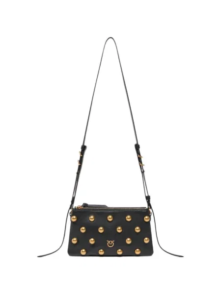 Geanta crossbody Pinko din piele cu tepi negru