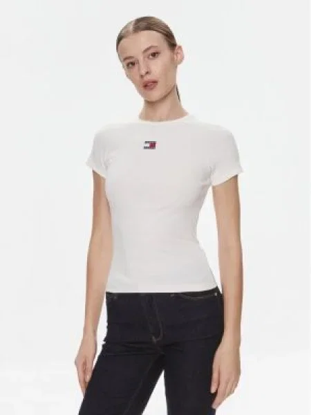 Tommy Jeans Tricou Badge alb