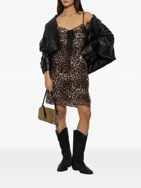 Rochie mini Marc Jacobs cu funde cu model leopard maro