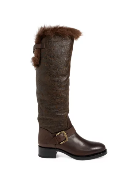 Botine Dsquared2 cu cataramă cu blană maro