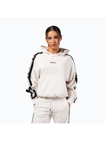 Bluză pentru femei NEBBIA Off-Duty Hoodie cream