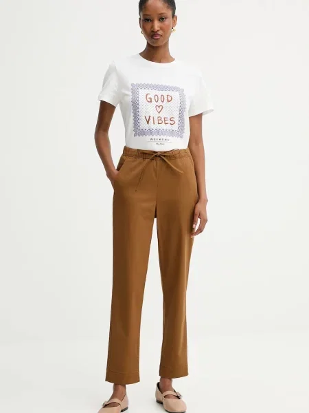 Штани MM MARA прямі висока посадка коричневий