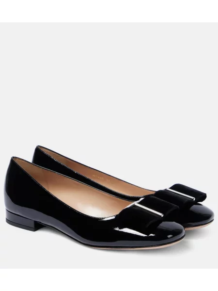 Balerini Tom Ford cu funde din piele de lac negru