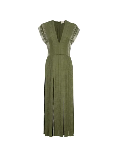 Rochie midi Zeus+dione cu decolteu în V până la genunchi de costum verde