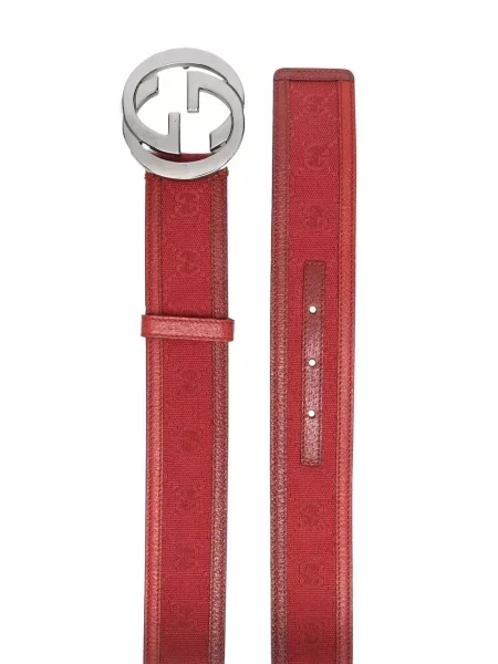 Pásek Gucci Pre-owned s přezkou červený