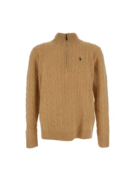Polo Ralph Lauren koszulka z dzianiny z zawartością kaszmiru Mężczyźni Wełna marmurkowy S beżowy