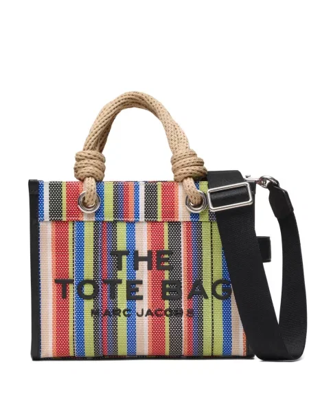 Prugasta mrežasta mali torbica Marc Jacobs crvena