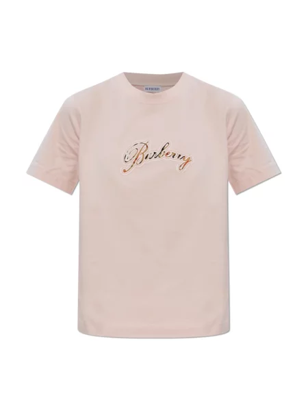Koszulka Burberry z logo różowa