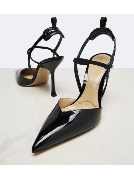 Pantofi cu toc Fendi din piele slingback negru