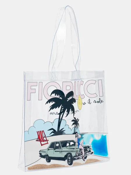 Fiorucci torebka Beach Print Pvc Tote transparentny